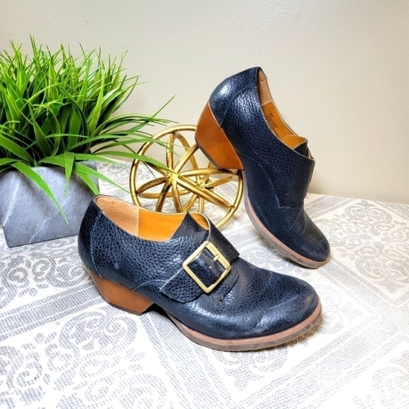 Kork-Ease | 6.5 Black Pebbled Leather Ankle Boots Monks Strap - Picture 4 of 16